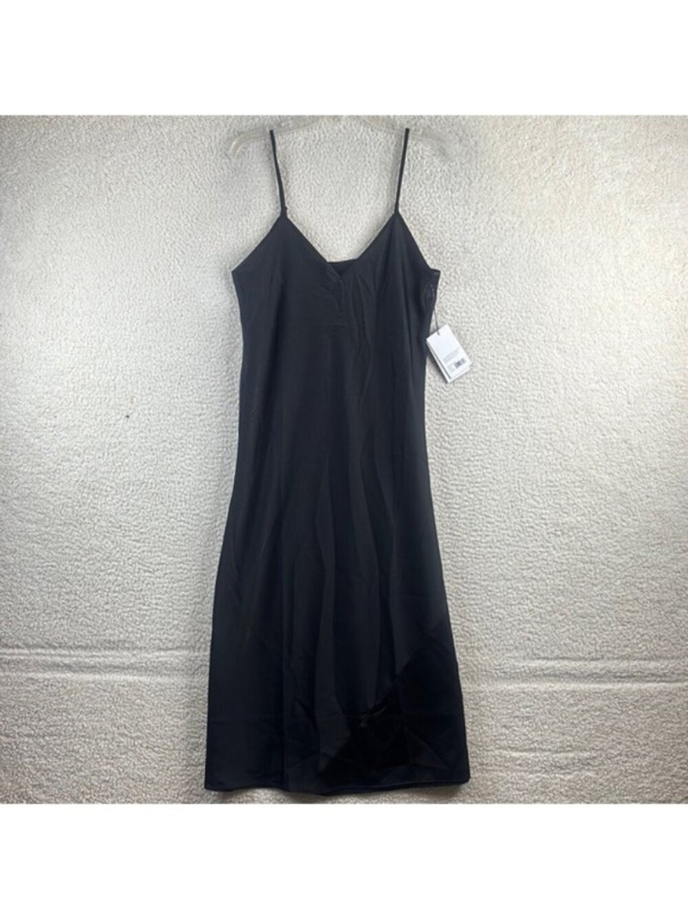 NWT Knix Womens Black Satin Spaghetti Strap V-Neck Midi Slip Dress L LARGE